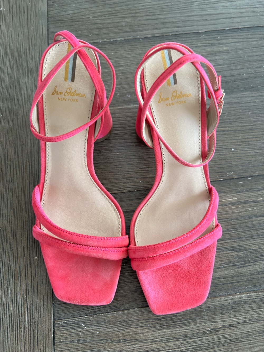 Sam Edelman Hot Pink Suede Strappy Heeled Sandals